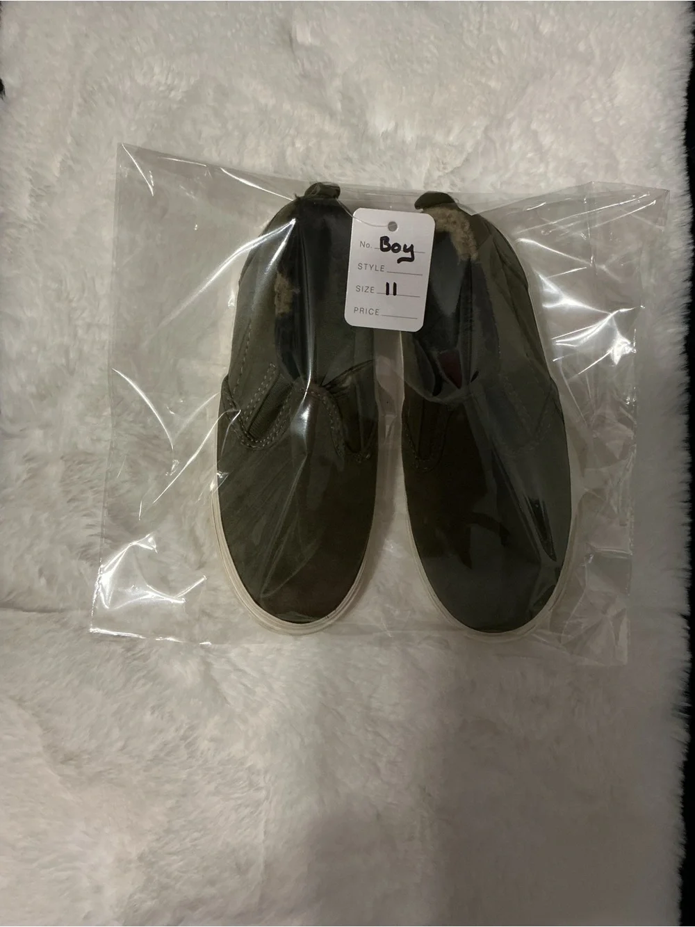 Old Navy Olive Green Slip-On Kids Sneakers with Shearling Lining